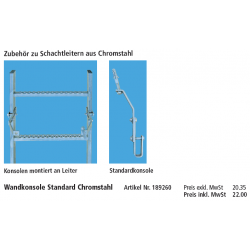 Typ 189.2 Schachtleiter aus Chromstahl A2 3 Sprossen