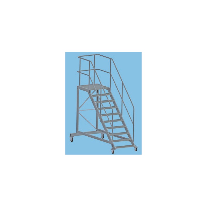 Typ 495400 Podesttreppe 45° mit gebremsten Rollen 5 Stufen