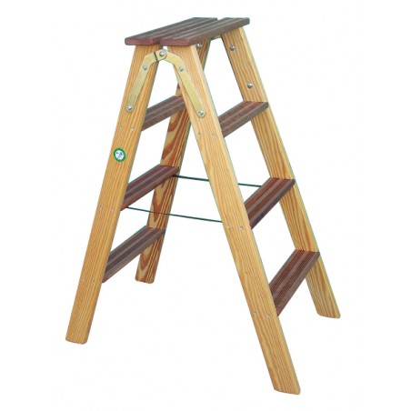 Typ 460 Holz-Bockleiter mit flachen Tritten 2x6 Stufen
