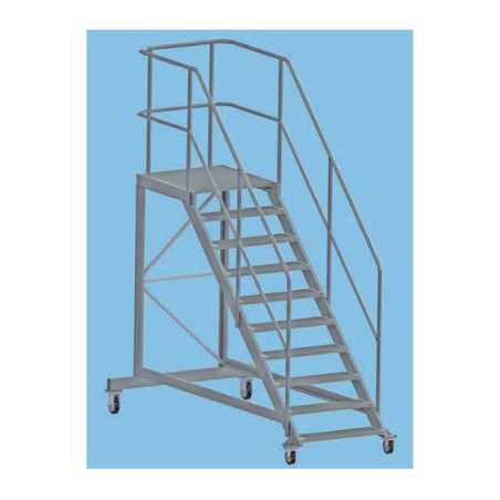 Typ 495400 Podesttreppe 45° mit gebremsten Rollen 7 Stufen
