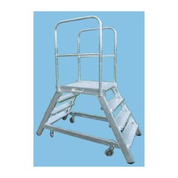 Typ 495.65 Podesttreppe beidseitig begehbar, fahrbar 5 Stufen